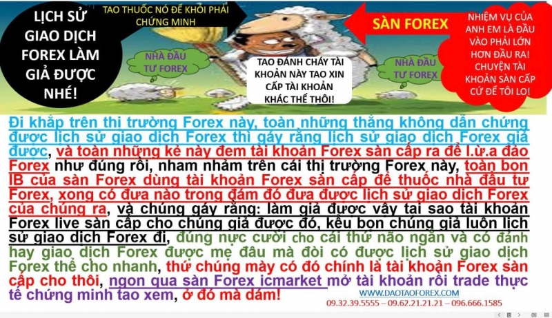 BỌN FOREX MÕM NÓI LỊCH SỬ LÀM GIẢ ĐƯỢC VẬY TẠI SAO CHÚNG KHÔNG CÓ MÀ CHỈ TOÁN DÙNG TÀI KHOẢN SÀN CẤP